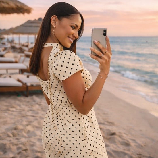 Elegant Polka Dot Mini Dress 🤍