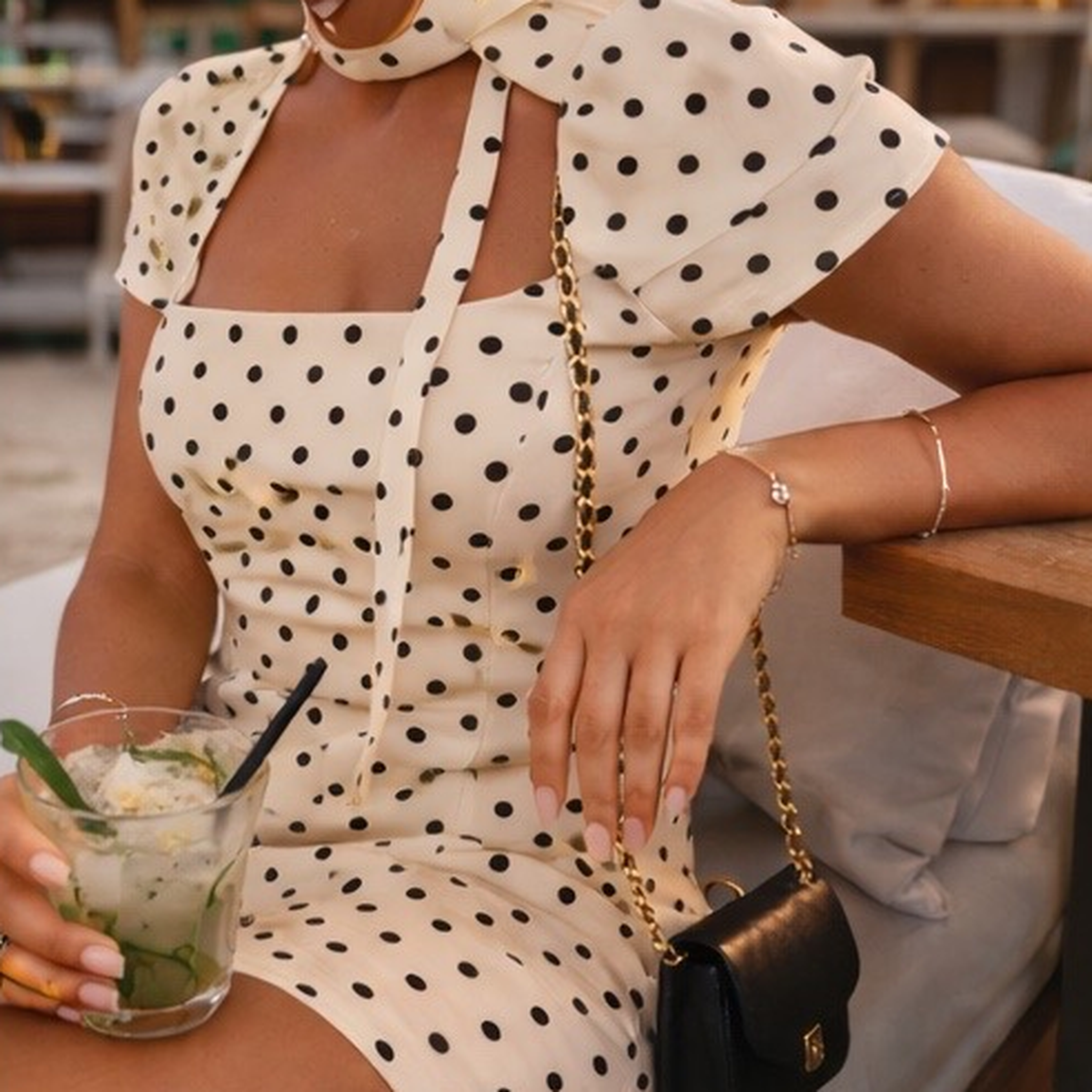 Elegant Polka Dot Mini Dress 🤍